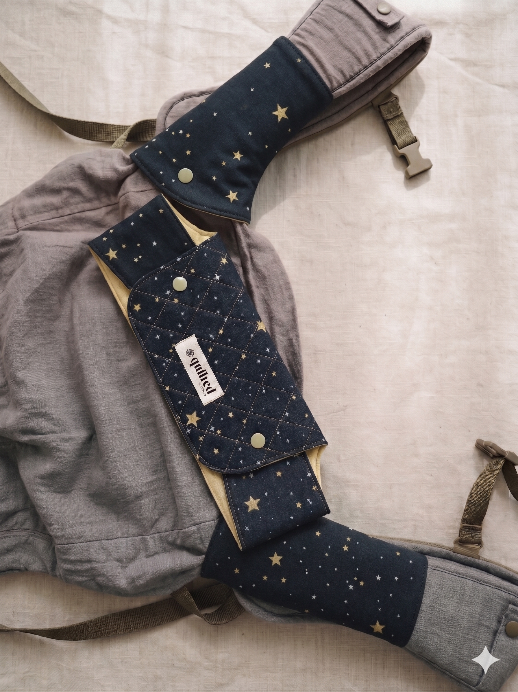 Absorbent baby carrier drool pads designed to protect carrier straps baby boy star moon fabric