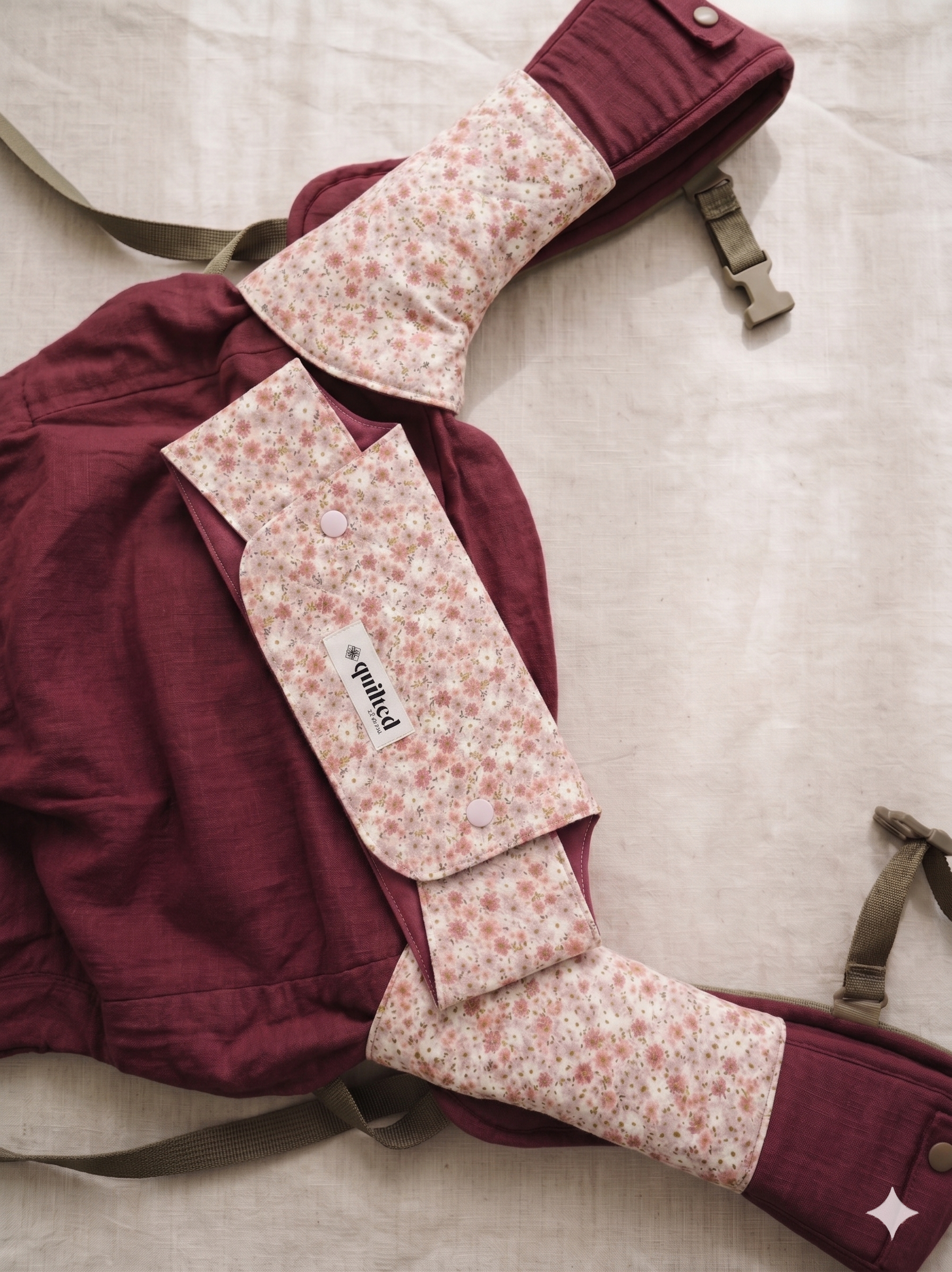 Premium baby carrier suckpads compatible with most baby carriers briar rose floral fabric 