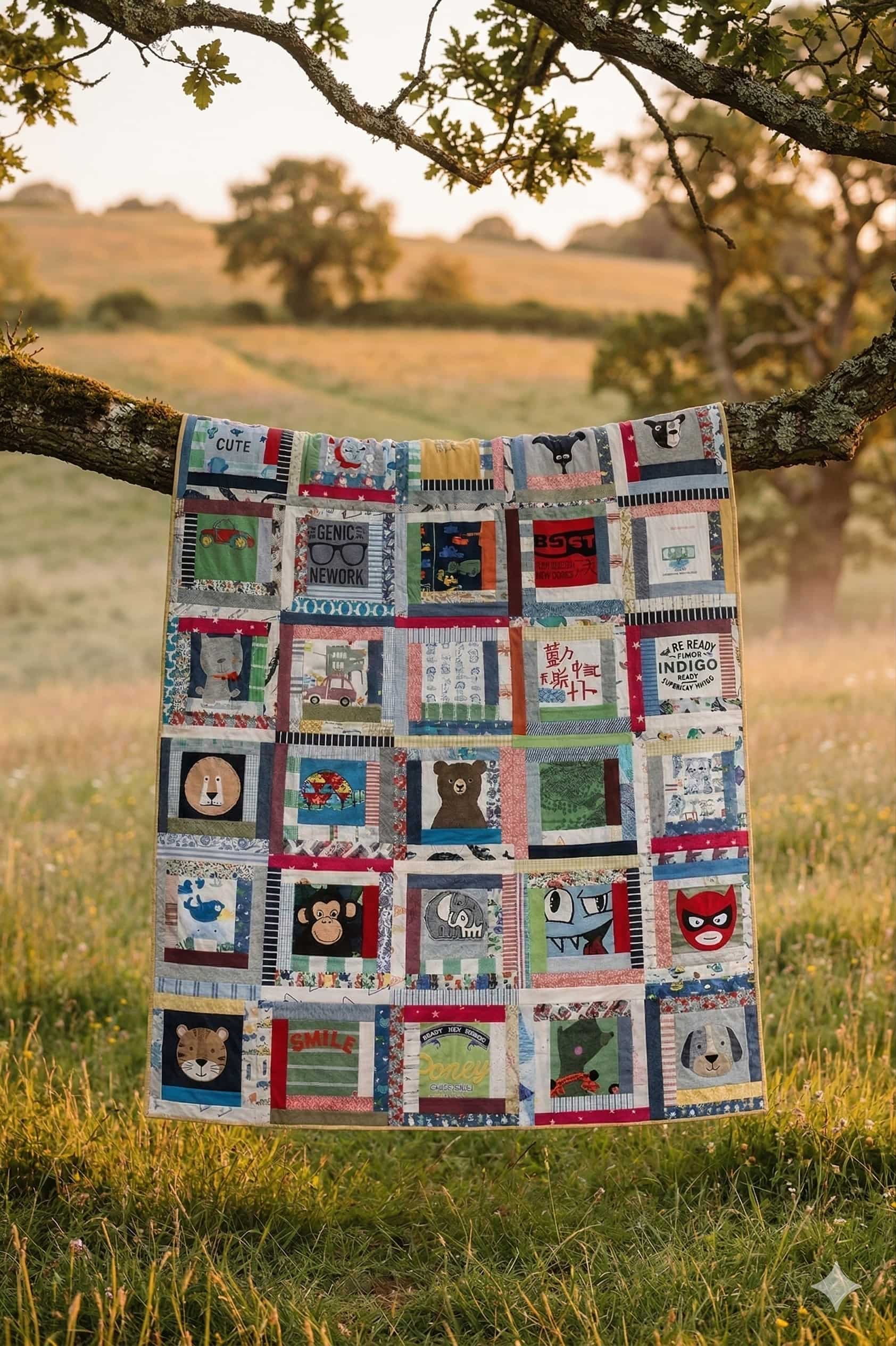 Handmade custom memory quilt made from baby clothing, Singapore, Malaysia