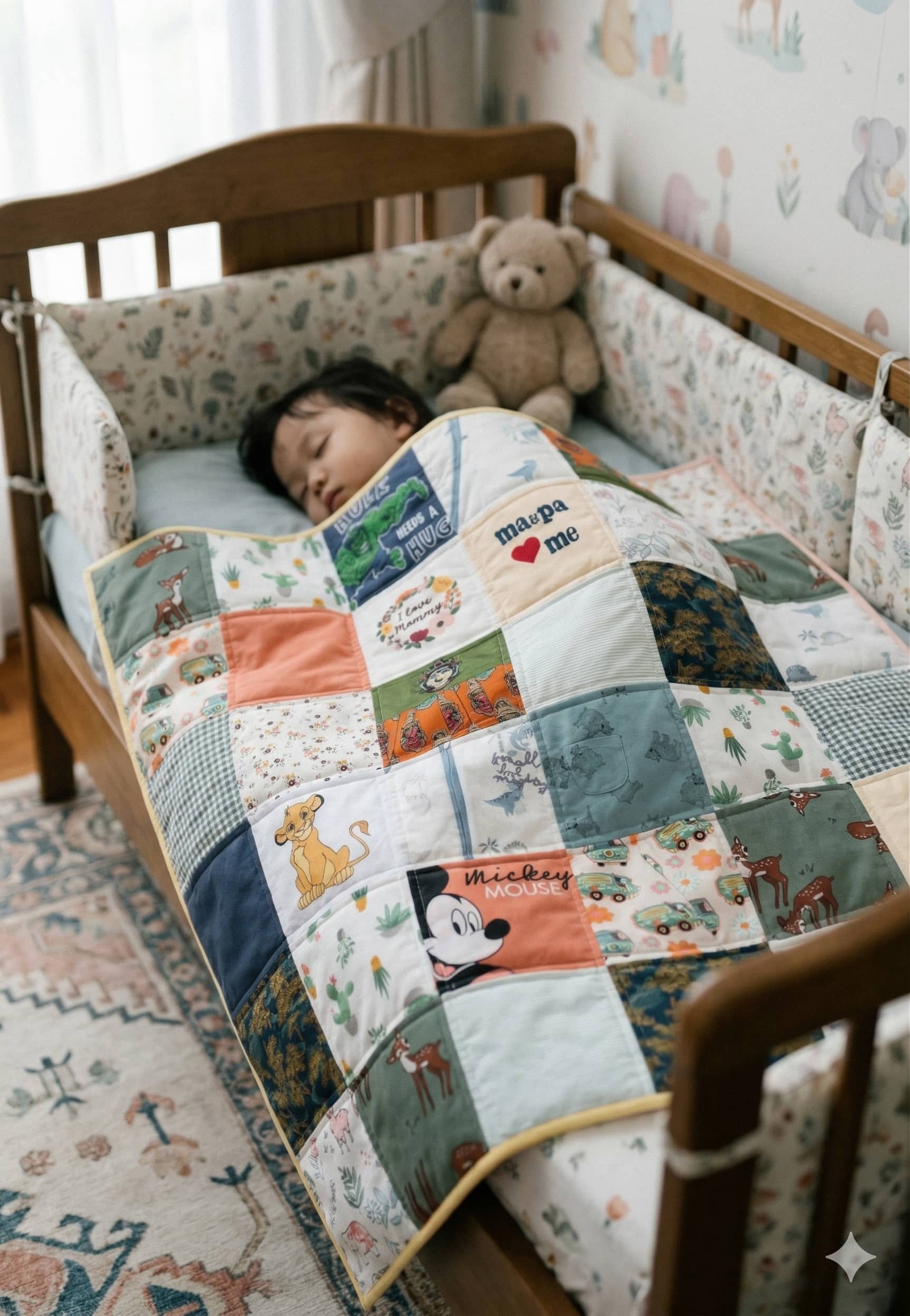 Handmade standard memory quilt made from baby clothing, Singapore, Malaysia
