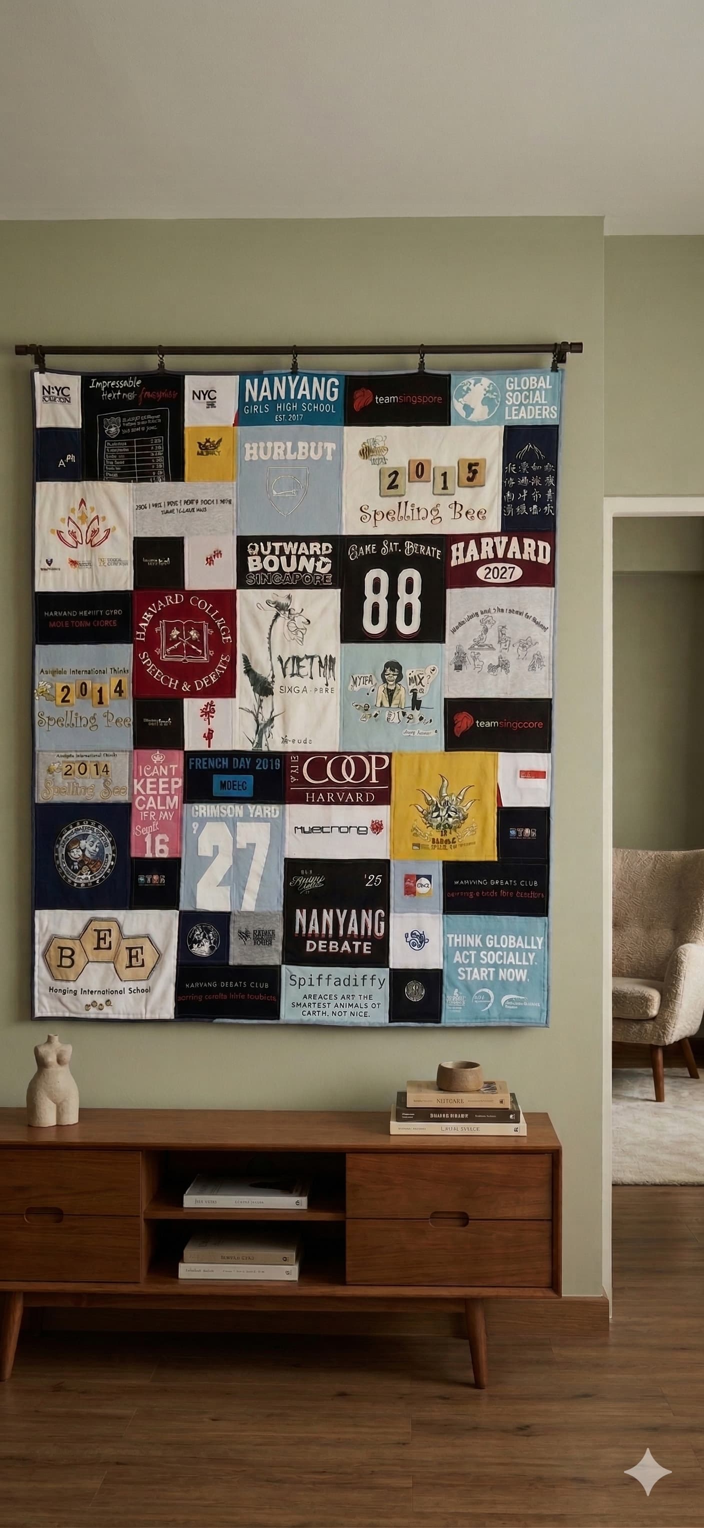 Handmade standard memory quilt made from baby clothing, Singapore, Malaysia