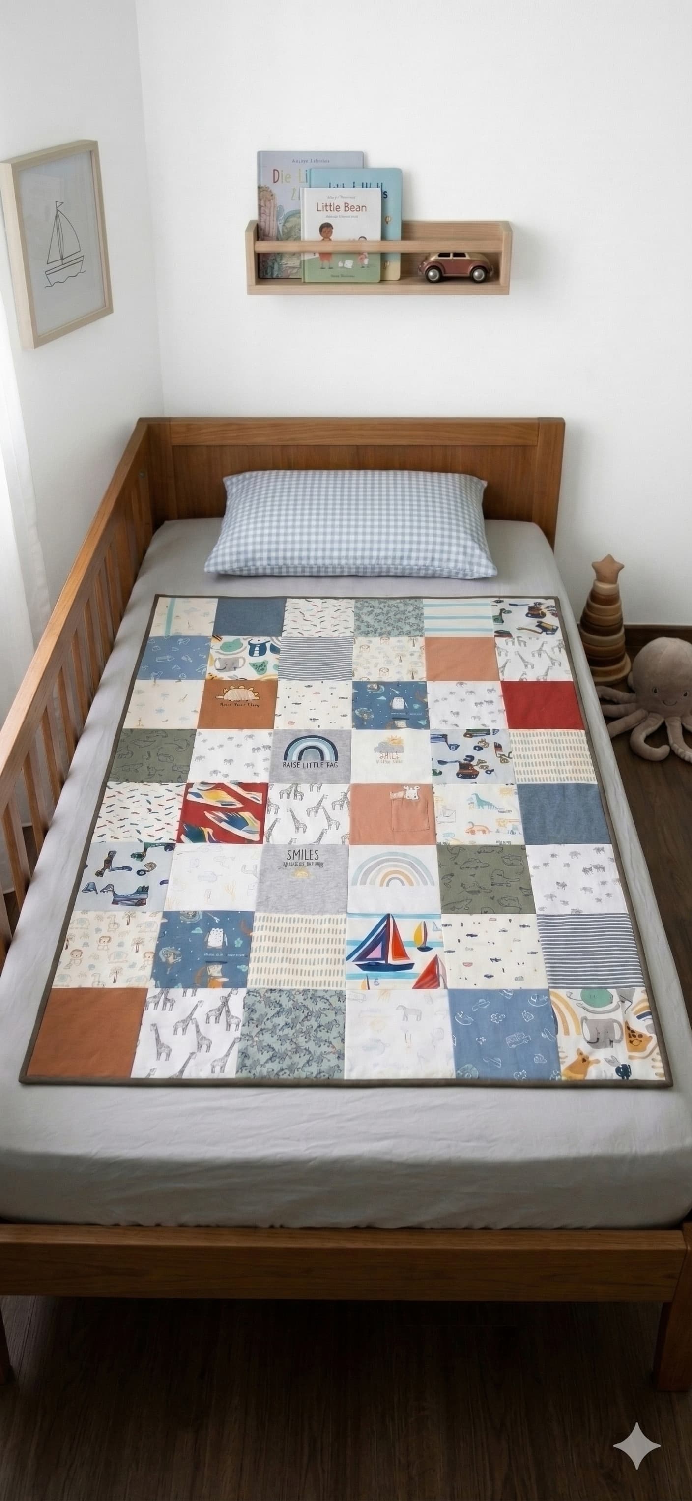 Handmade standard memory quilt made from baby clothing, Singapore, Malaysia